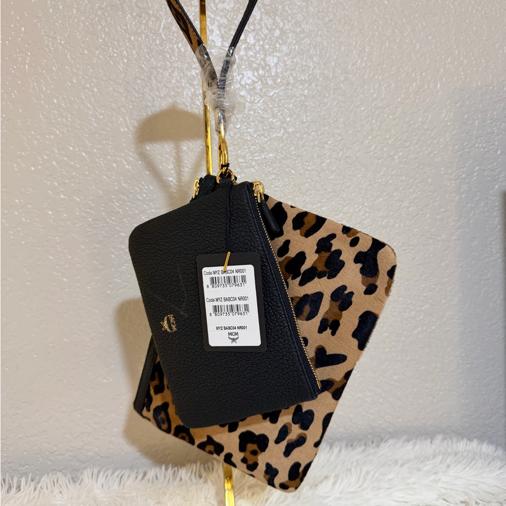 MCM multi pouch. Leopard Print and Black Women's Bag